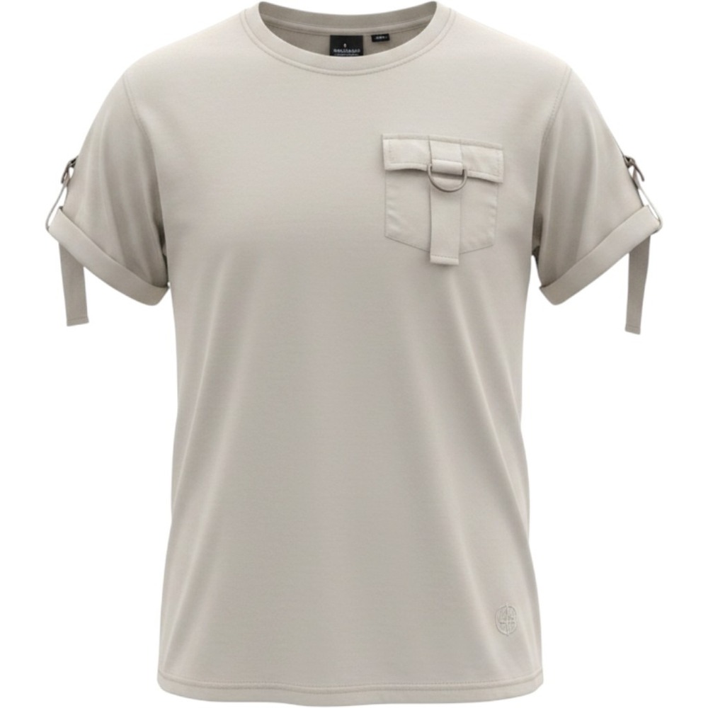 Akademiks Mens Utility T-Shirt Tan Khaki Cotton D-Ring Pocket Streetwear XL